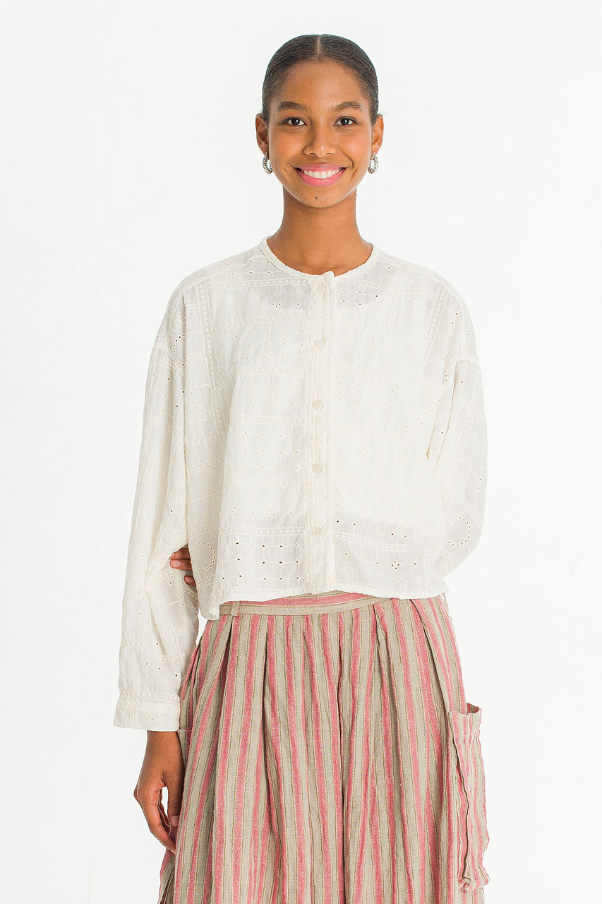 Lua Embroidery Blouse, Ivory