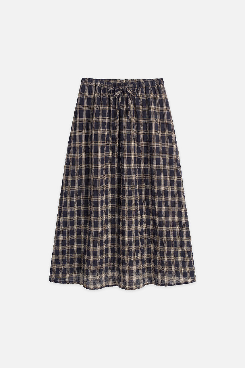 Moa Check Skirt, Navy