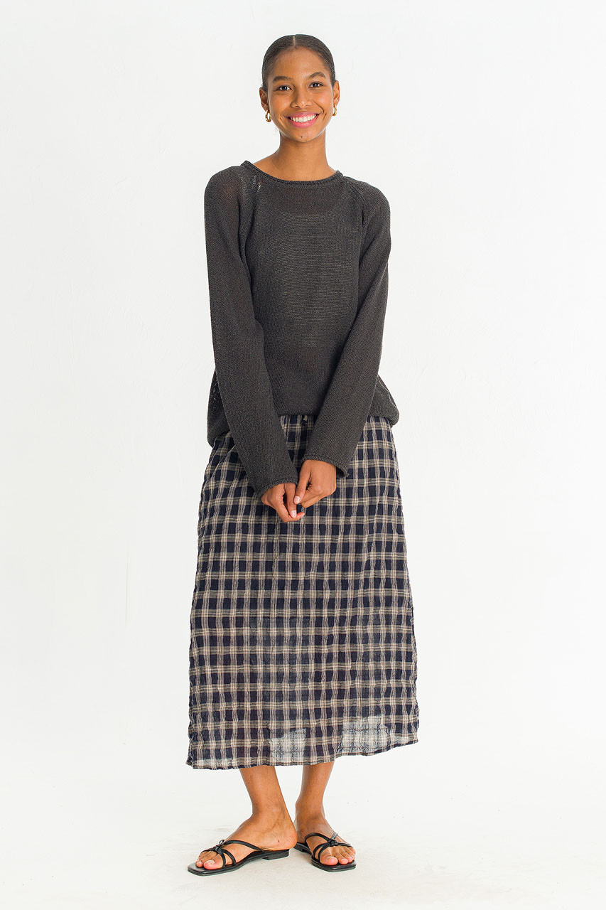 Moa Check Skirt, Navy