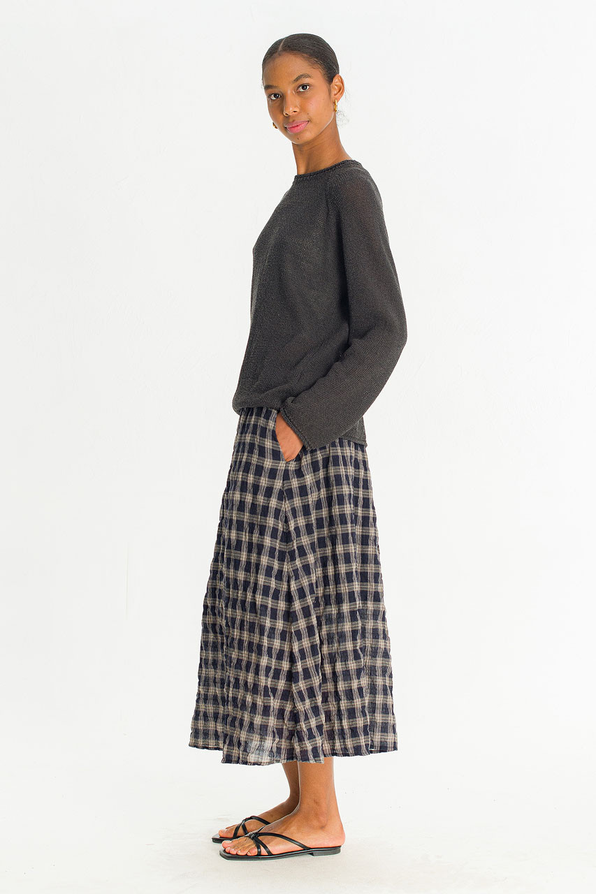 Moa Check Skirt, Navy