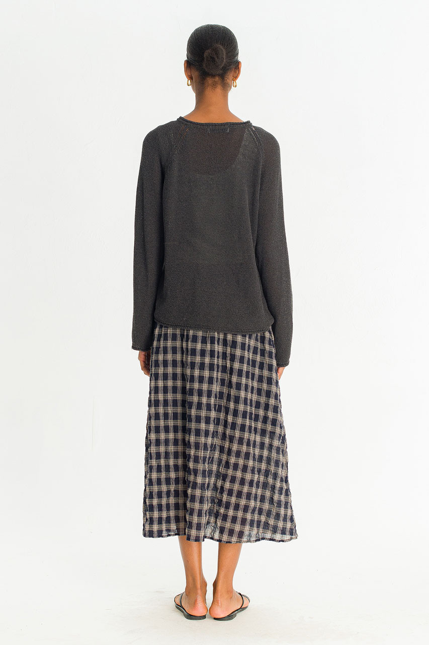 Moa Check Skirt, Navy