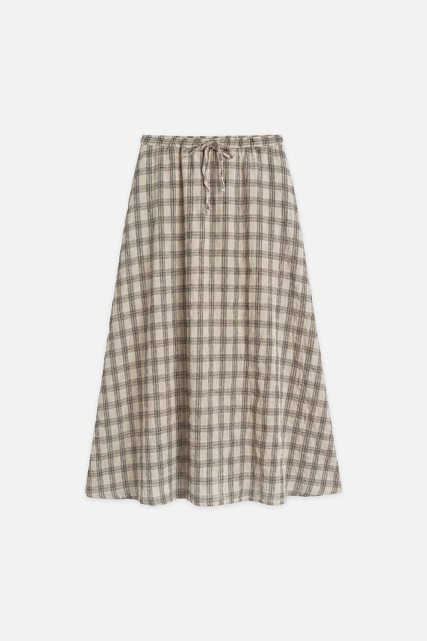 Moa Check Skirt, Beige