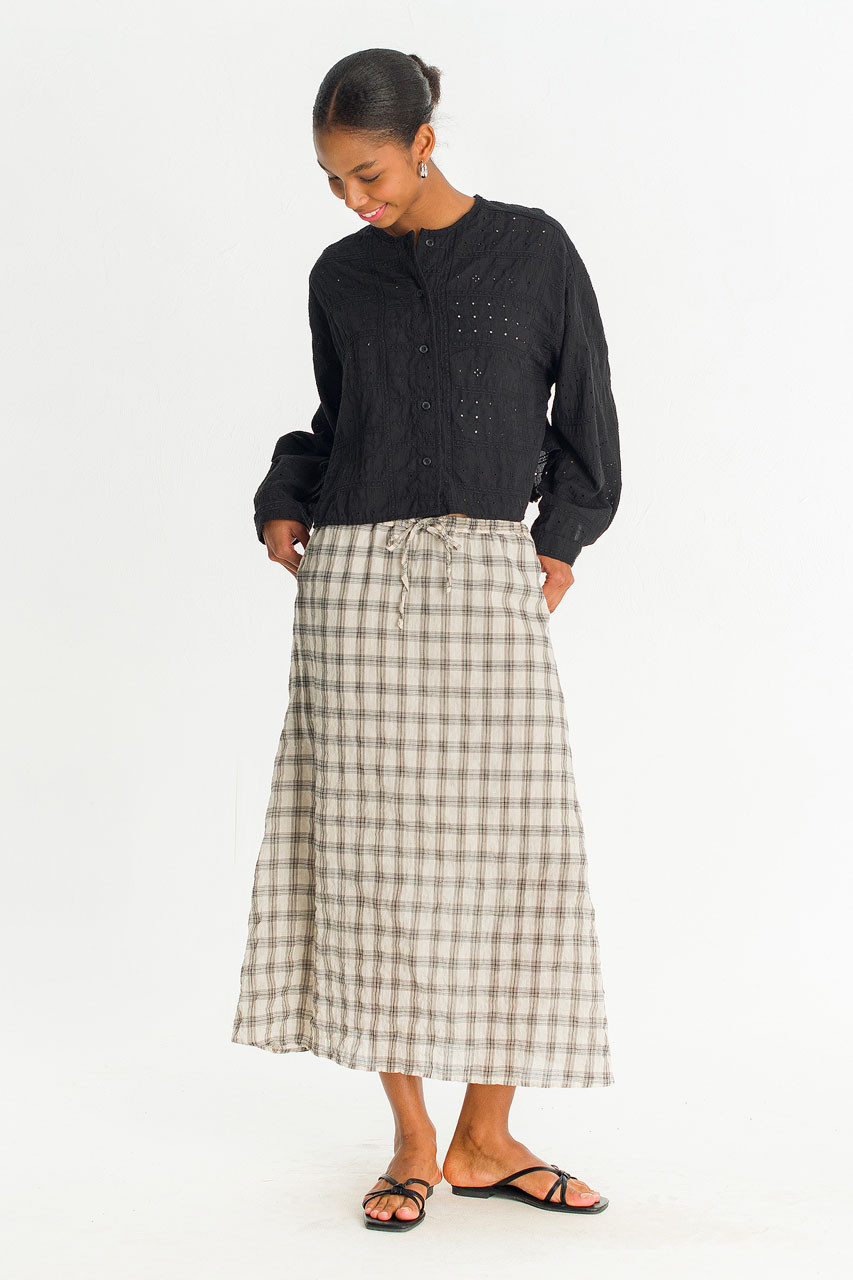 Moa Check Skirt, Beige