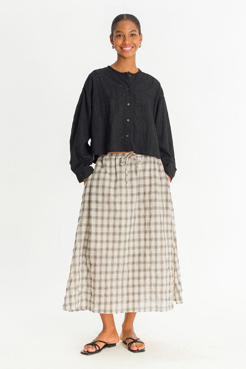Moa Check Skirt, Beige