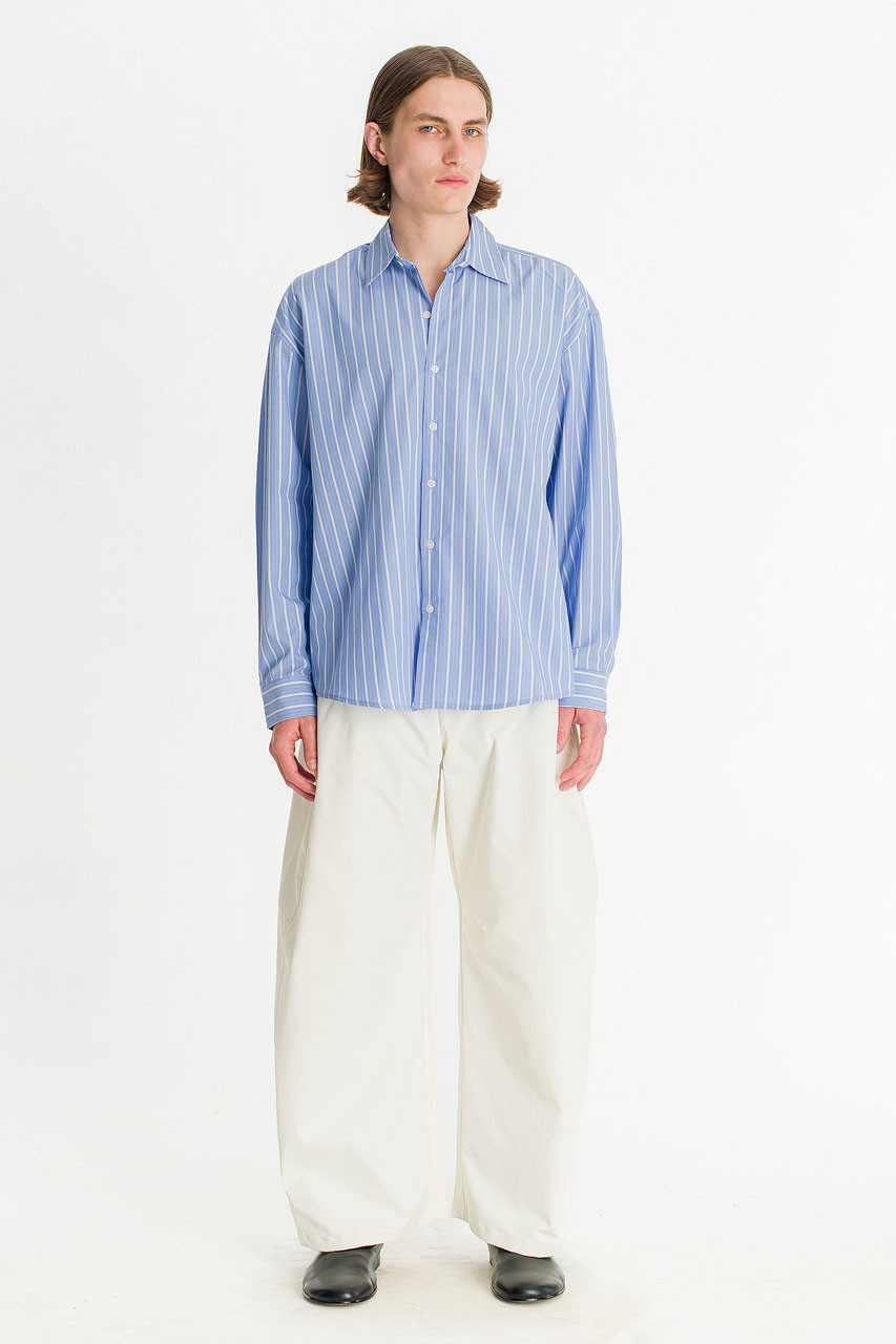 Menswear | Broad Stripe Shirt, Mid Blue