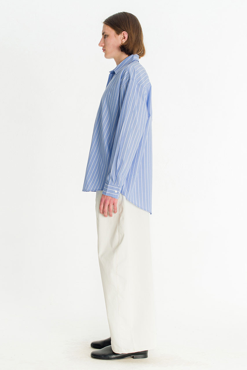 Menswear | Broad Stripe Shirt, Mid Blue