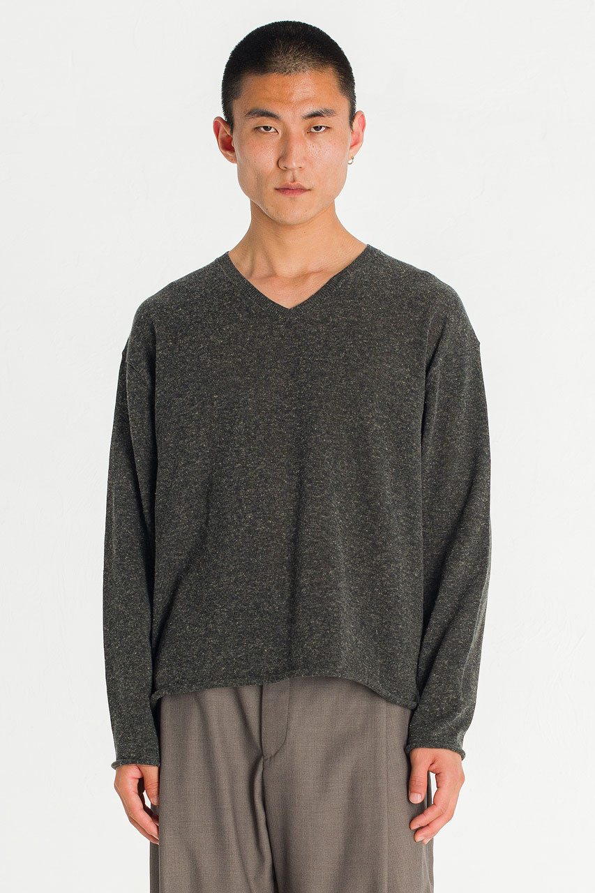 Menswear | Marl V-Neck Knit, Charcoal