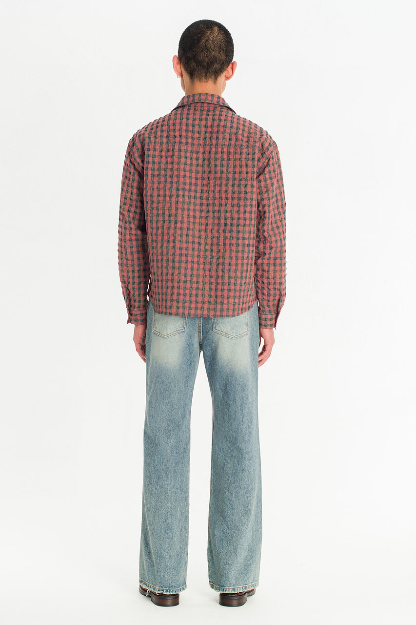 Menswear | Crinkle Check Shirt, Red
