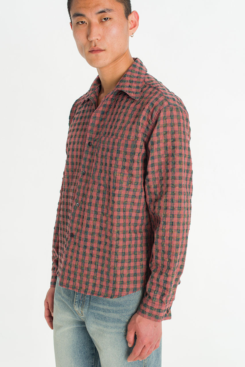 Menswear | Crinkle Check Shirt, Red