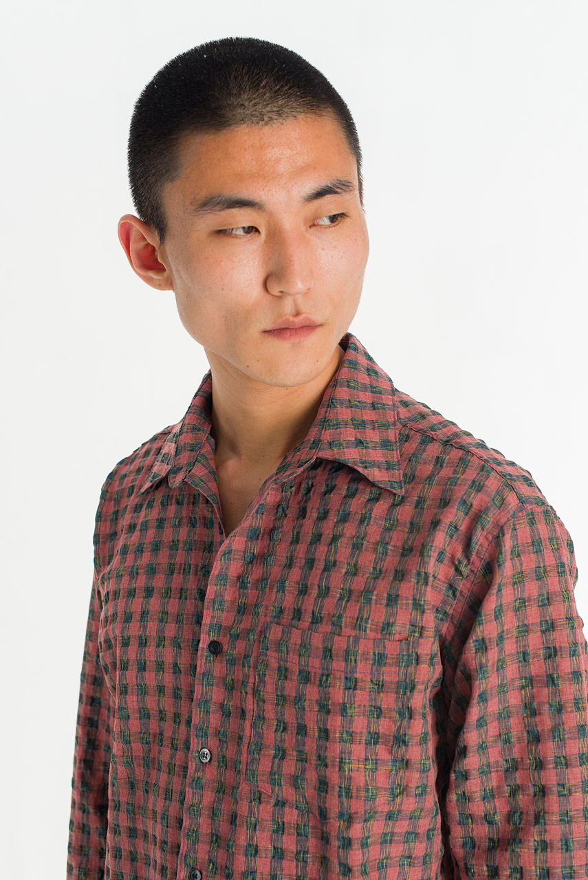 Menswear | Crinkle Check Shirt, Red