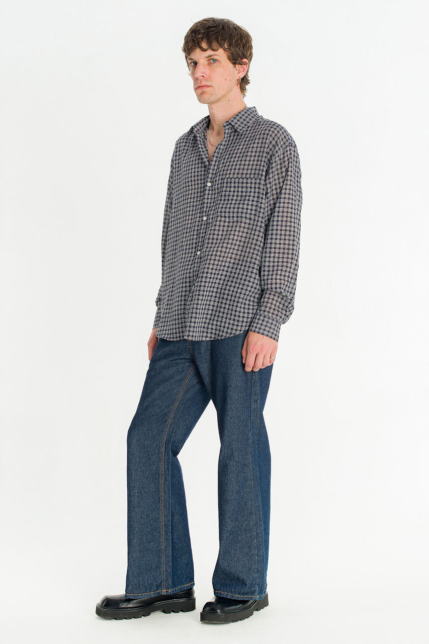 Menswear | Micro Check Shirt, Navy