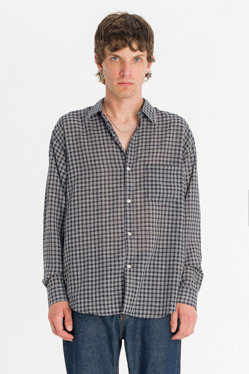 Menswear | Micro Check Shirt, Navy