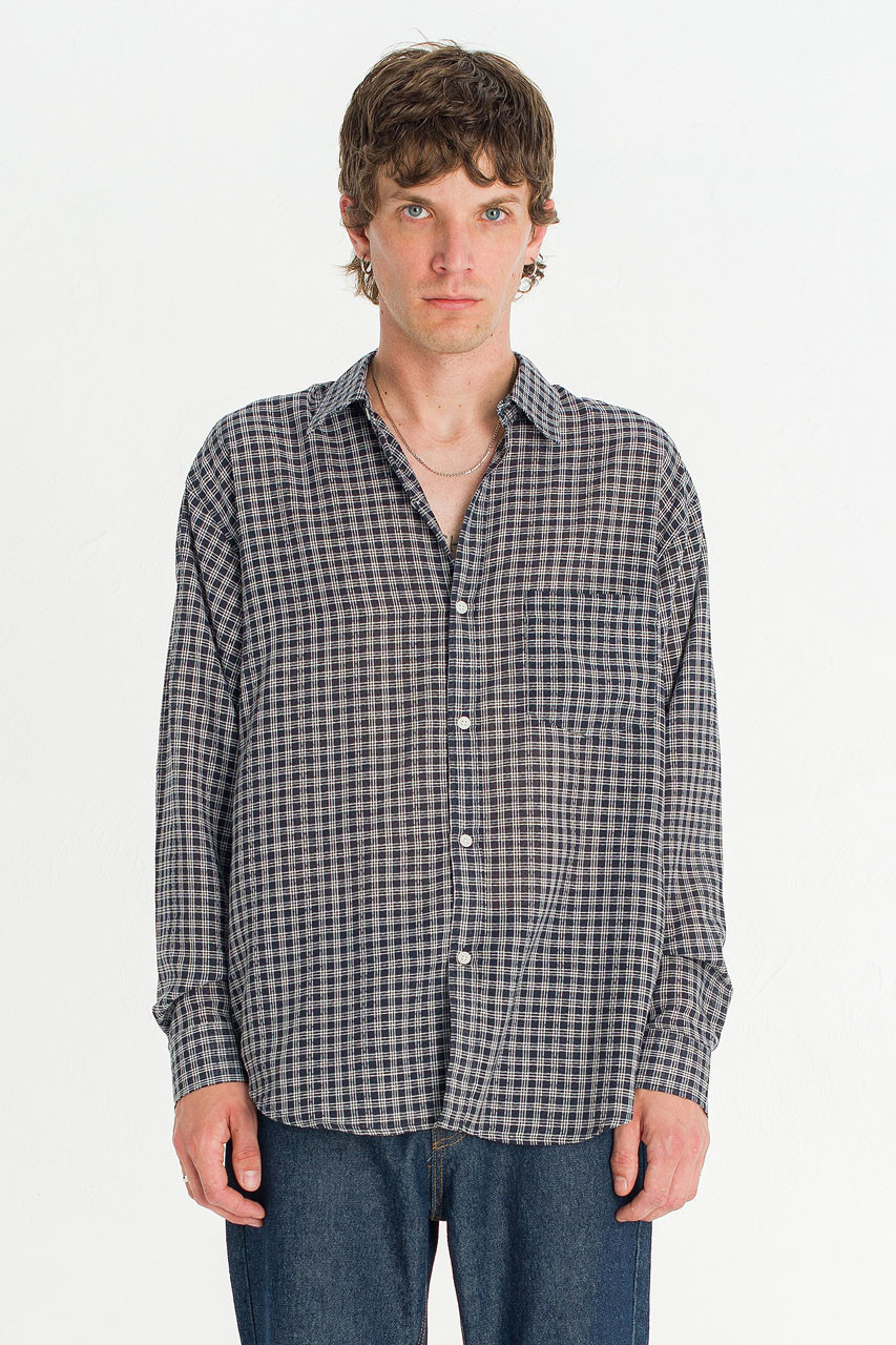 Menswear | Micro Check Shirt, Navy