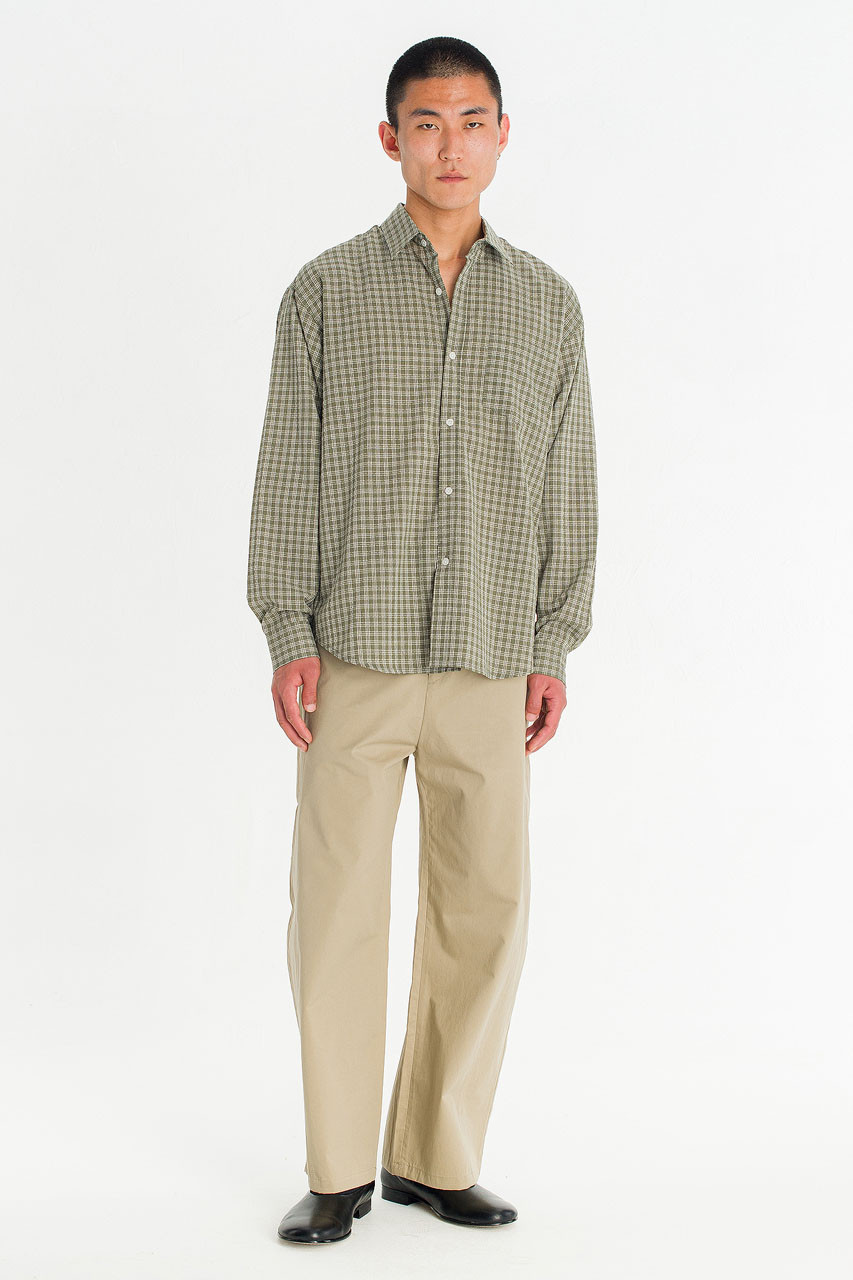 Menswear | Micro Check Shirt, Khaki