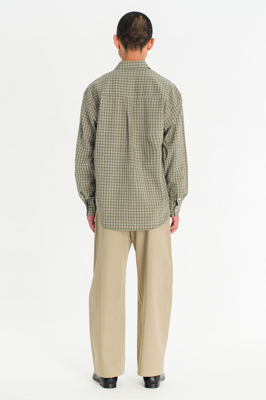 Menswear | Micro Check Shirt, Khaki