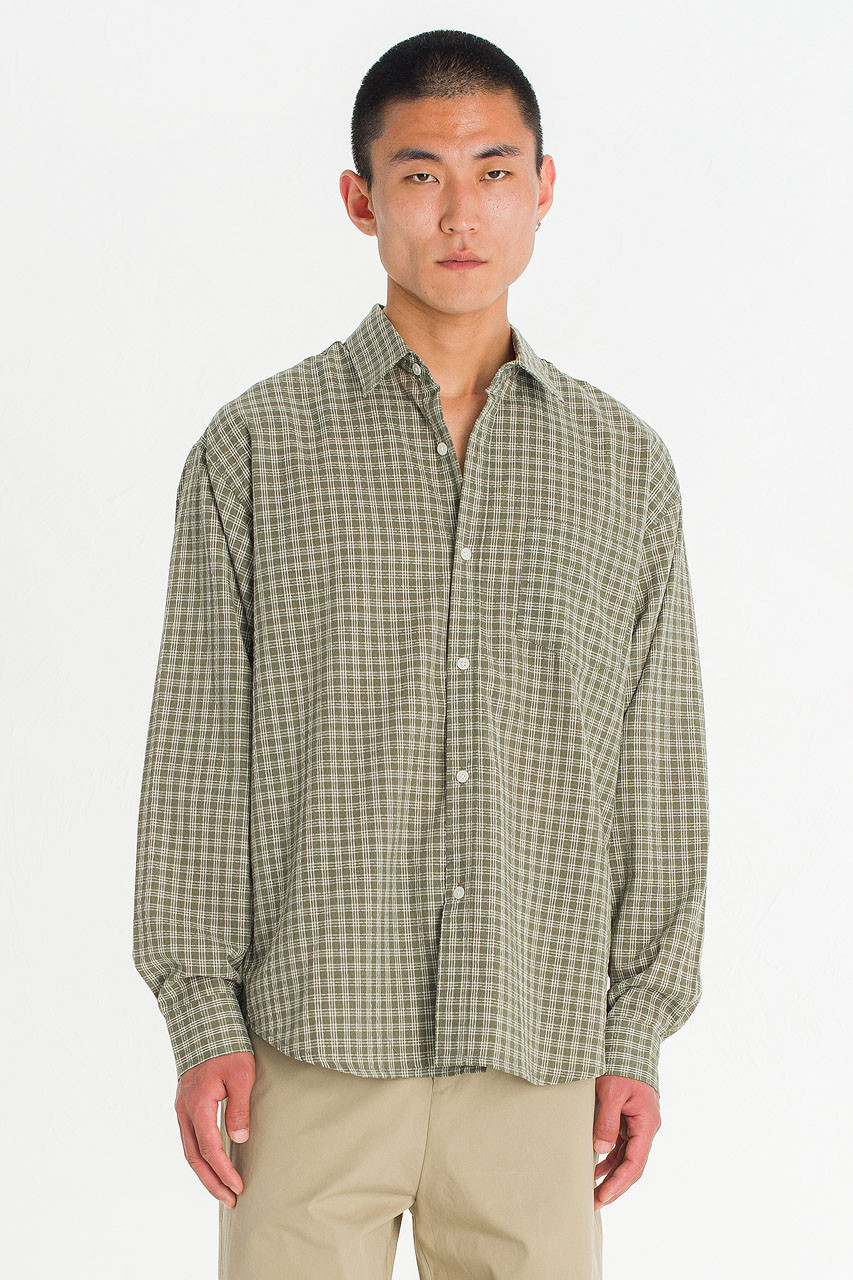 Menswear | Micro Check Shirt, Khaki