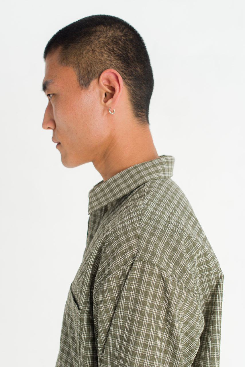 Menswear | Micro Check Shirt, Khaki