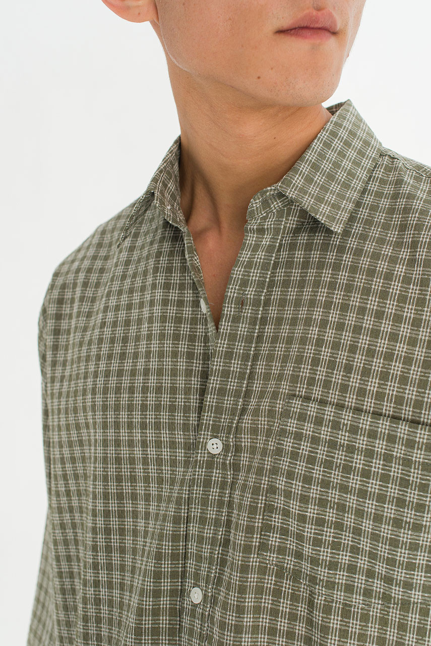 Menswear | Micro Check Shirt, Khaki