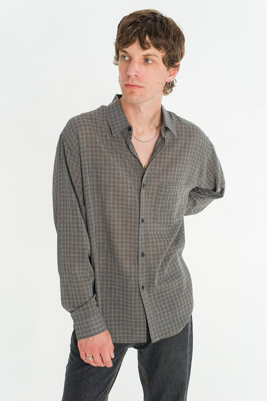 Menswear | Micro Check Shirt, Grey