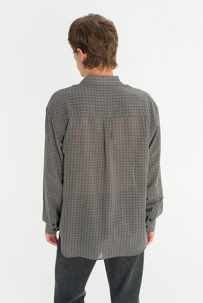 Menswear | Micro Check Shirt, Grey
