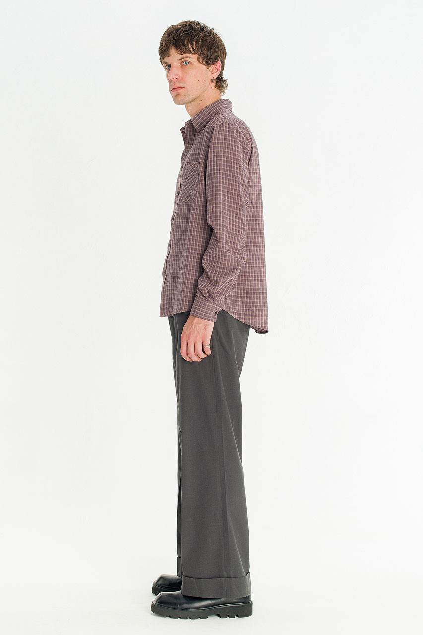 Menswear | Grid Check Shirt, Purple