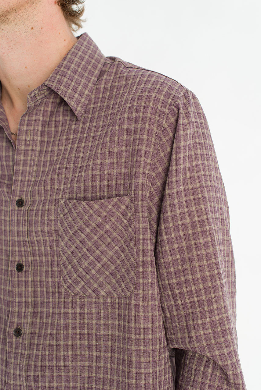 Menswear | Grid Check Shirt, Purple