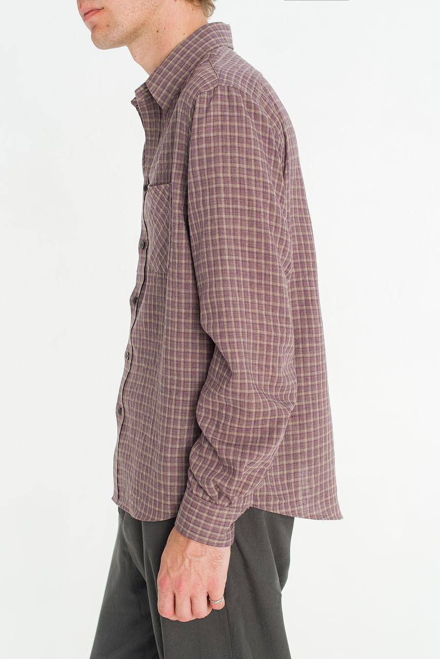 Menswear | Grid Check Shirt, Purple