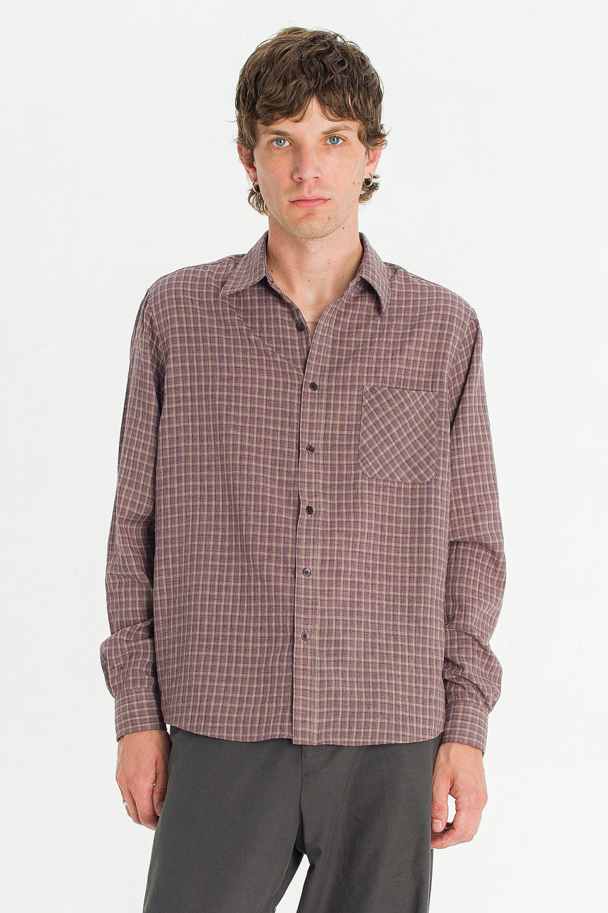 Menswear | Grid Check Shirt, Purple