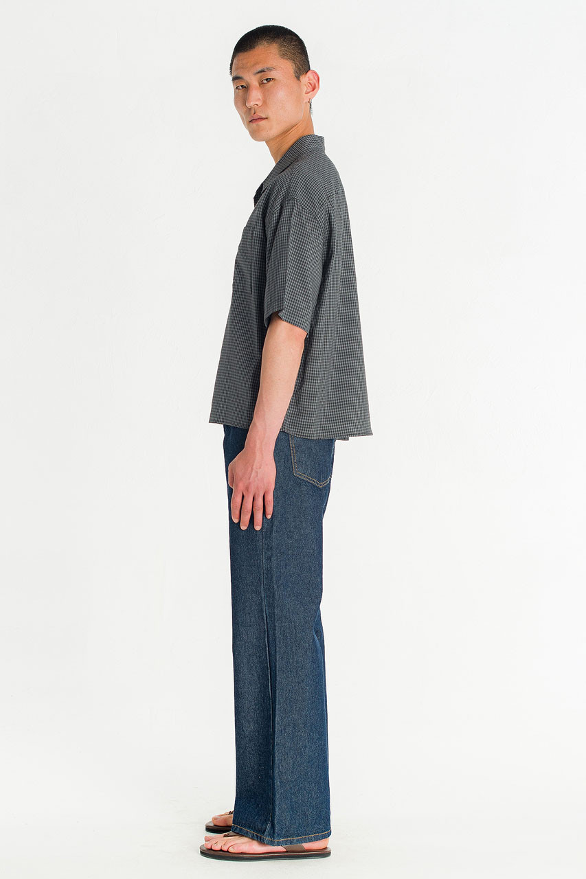 Menswear | Cropped Grid Shirt, Navy