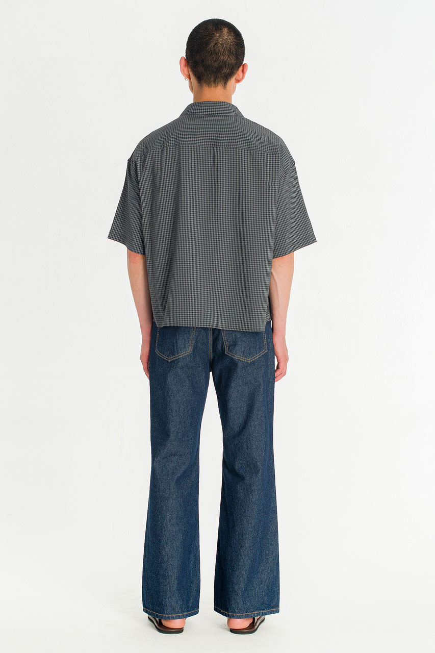 Menswear | Cropped Grid Shirt, Navy