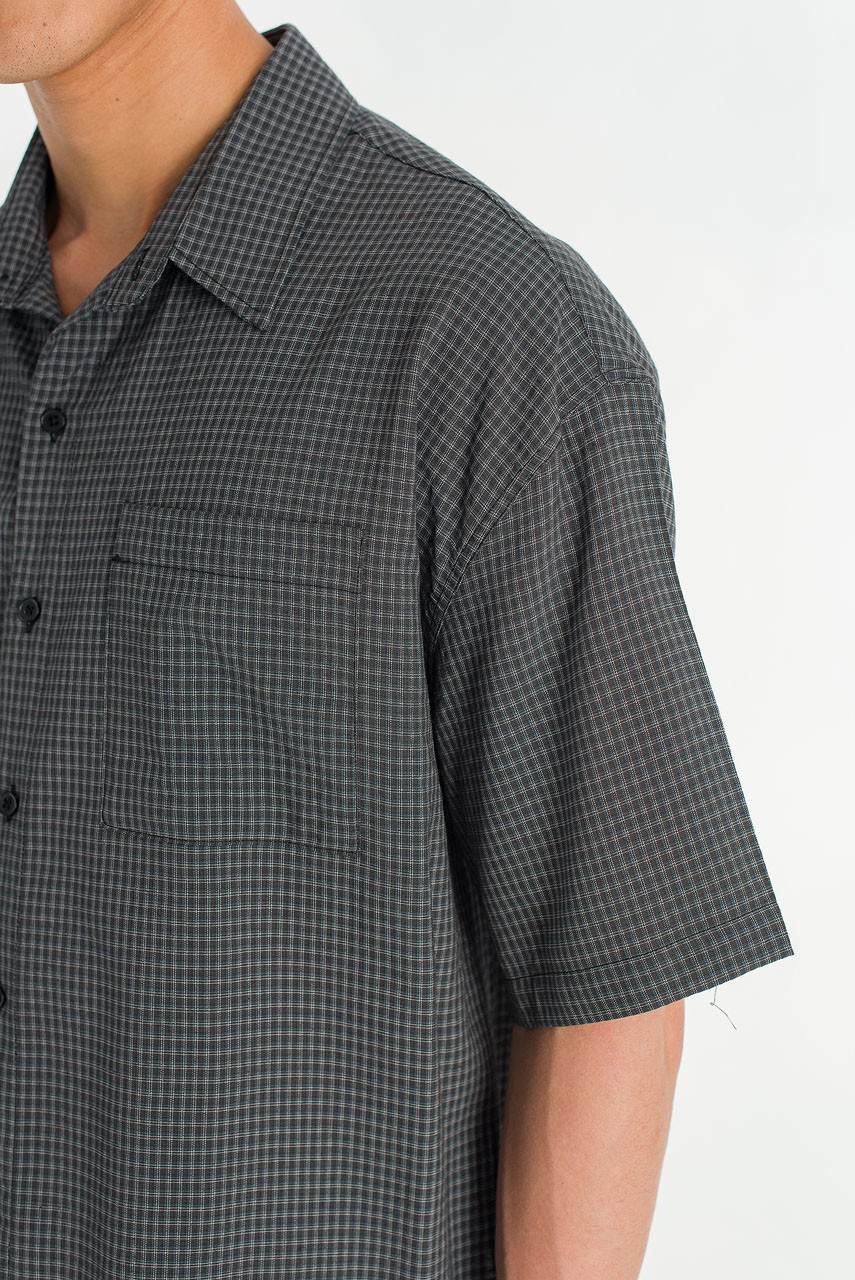 Menswear | Cropped Grid Shirt, Navy