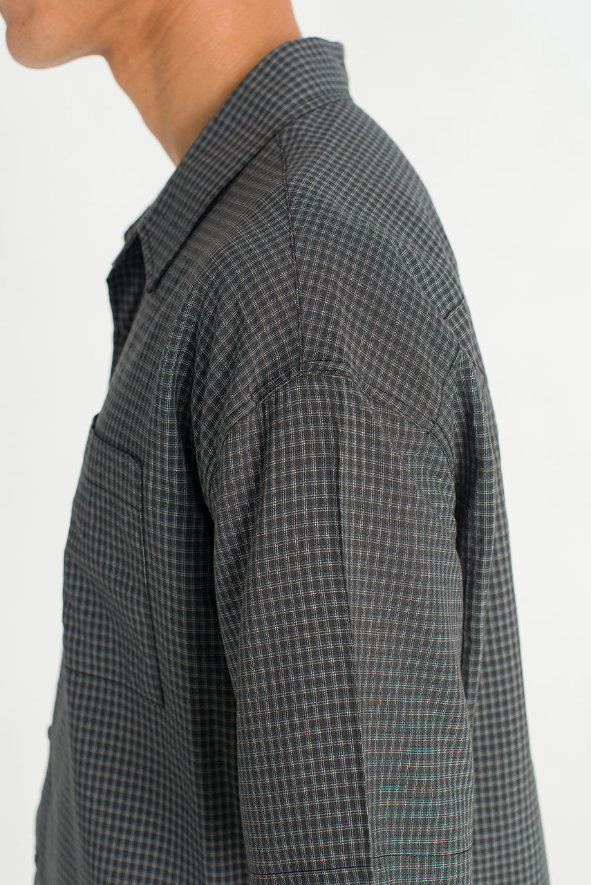 Menswear | Cropped Grid Shirt, Navy