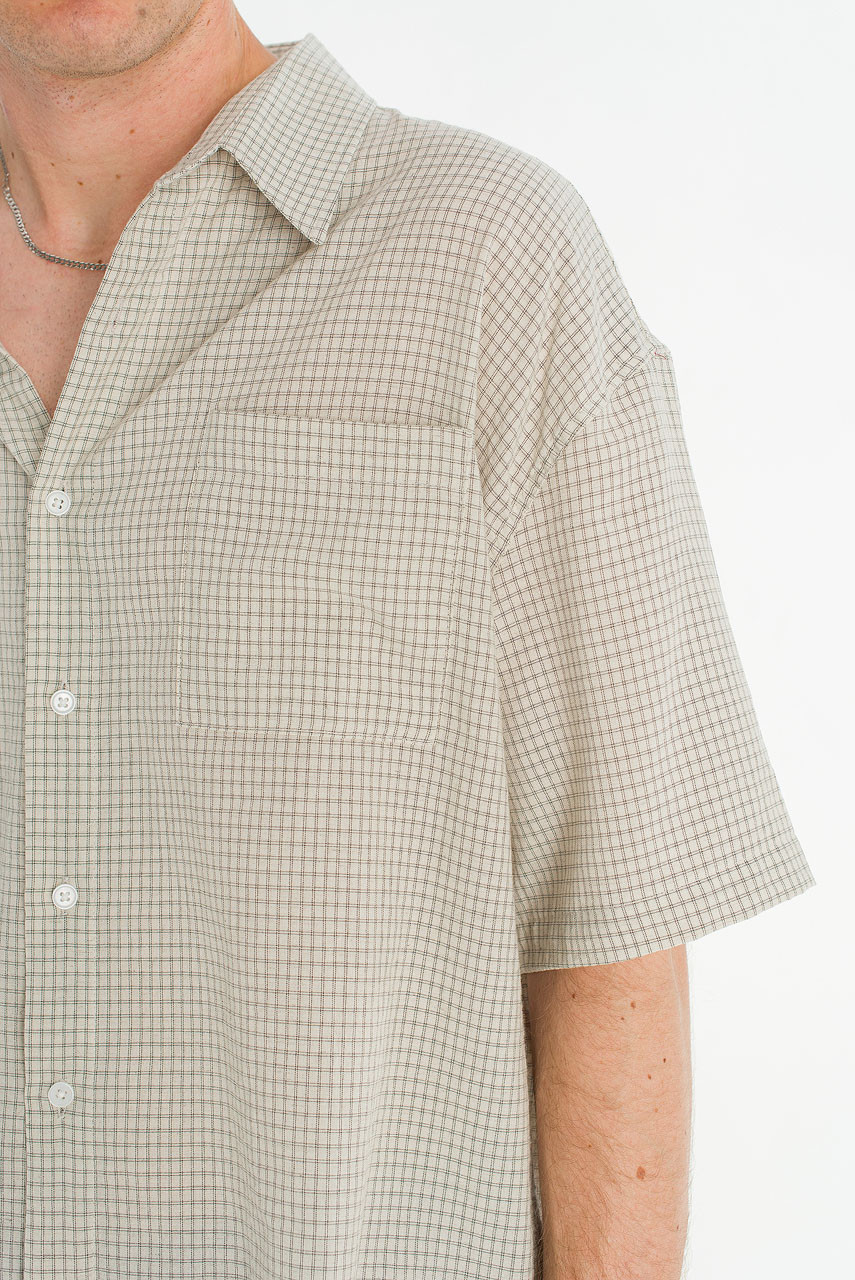Menswear | Cropped Grid Shirt, Ivory