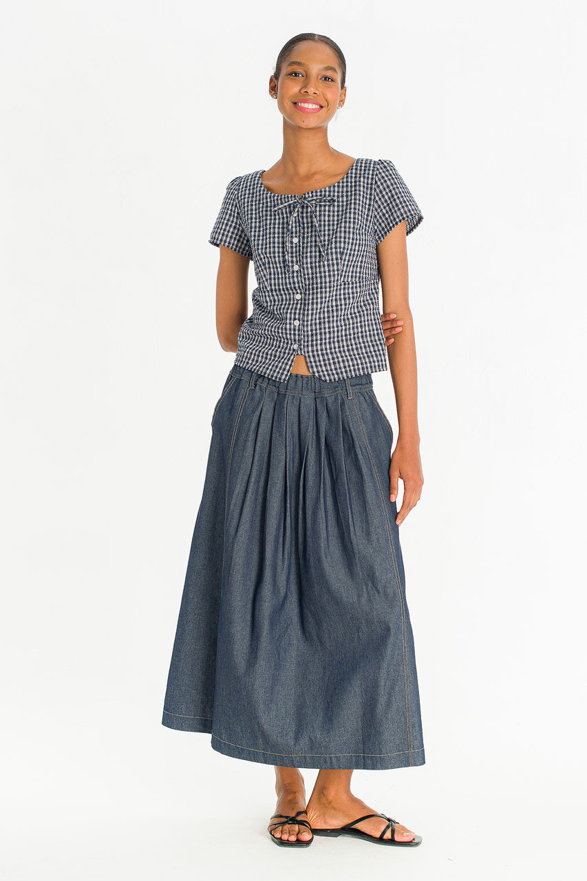 Lunel Denim Flare Skirt, Indigo