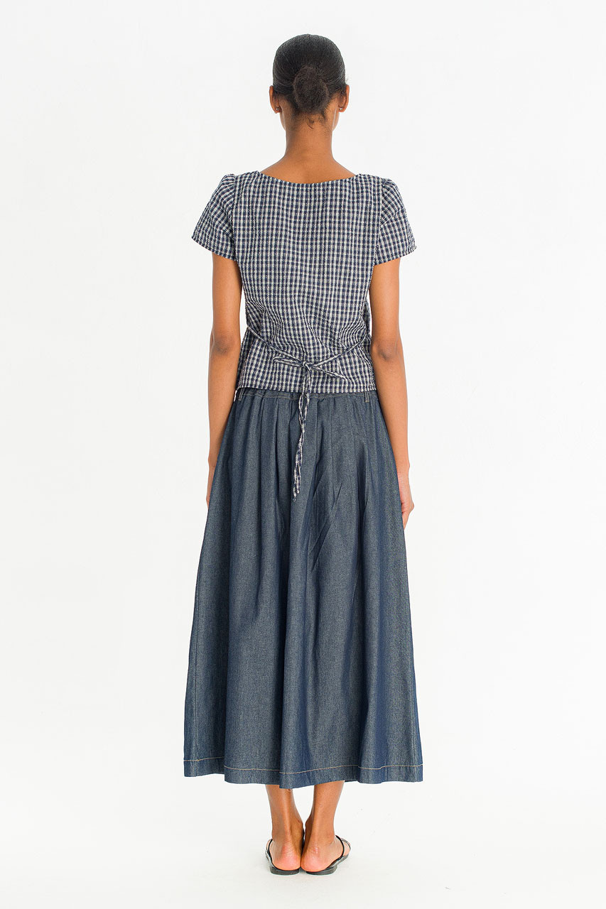 Lunel Denim Flare Skirt, Indigo