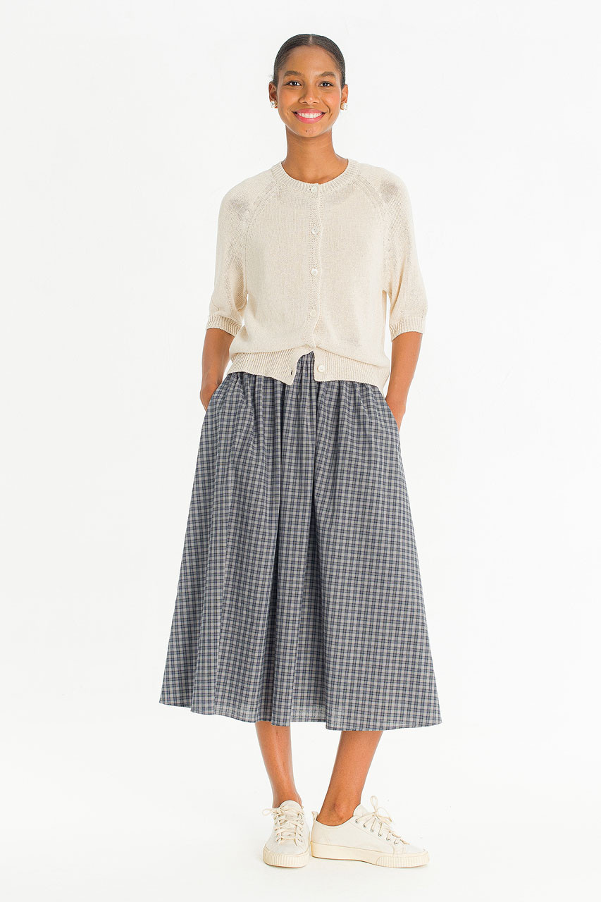 Meadow Soft Check Skirt, Navy