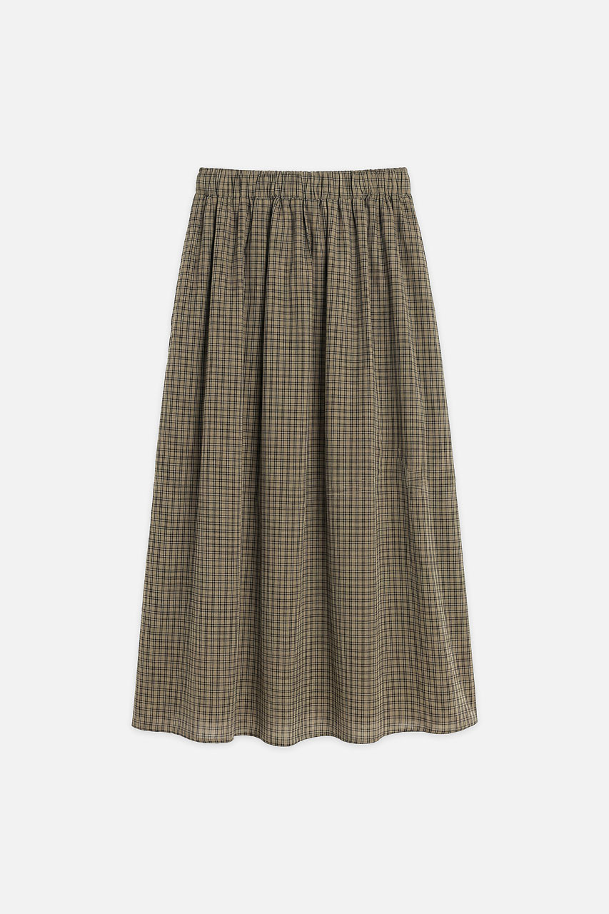 Meadow Soft Check Skirt, Khaki