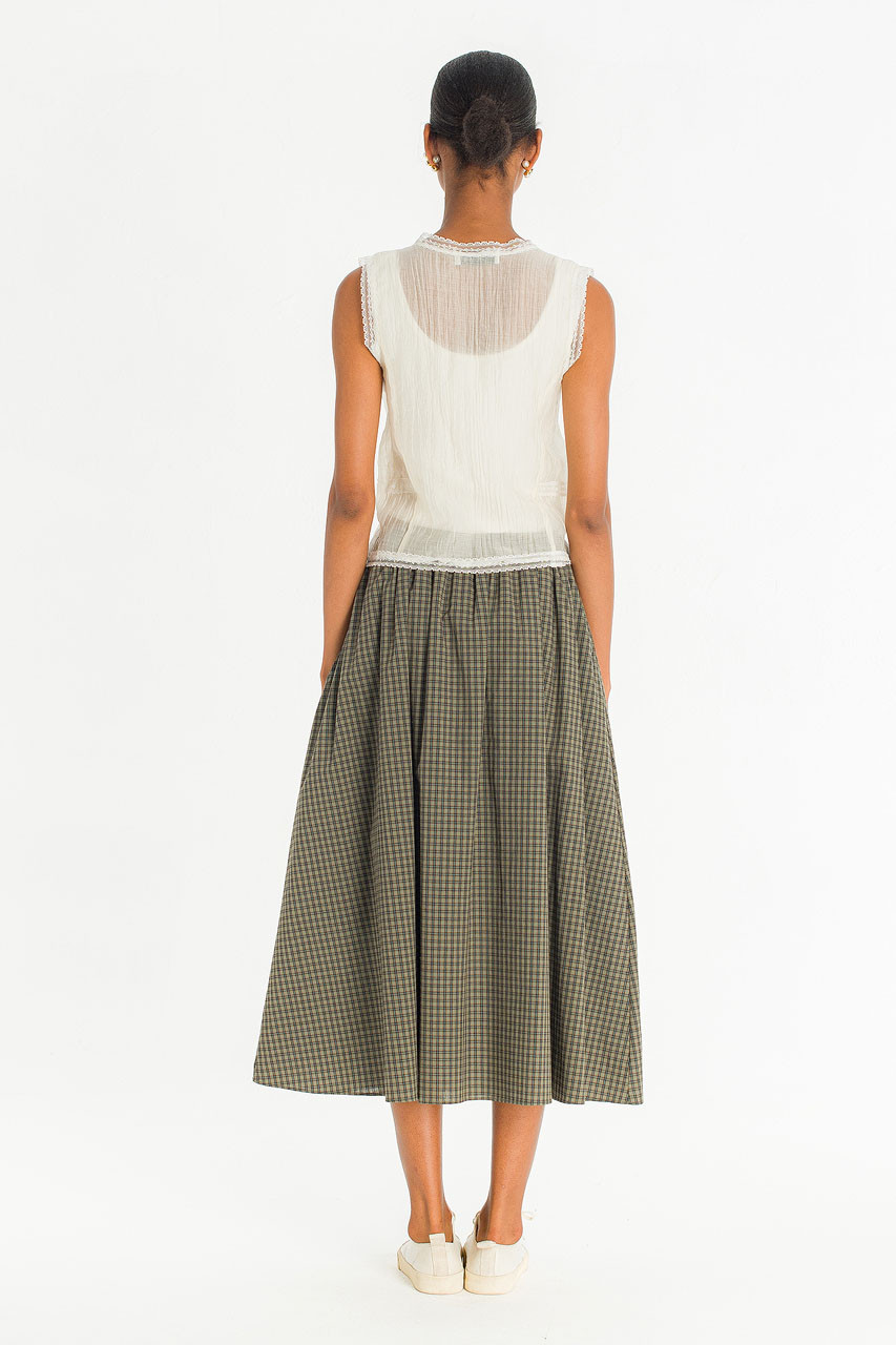 Meadow Soft Check Skirt, Khaki