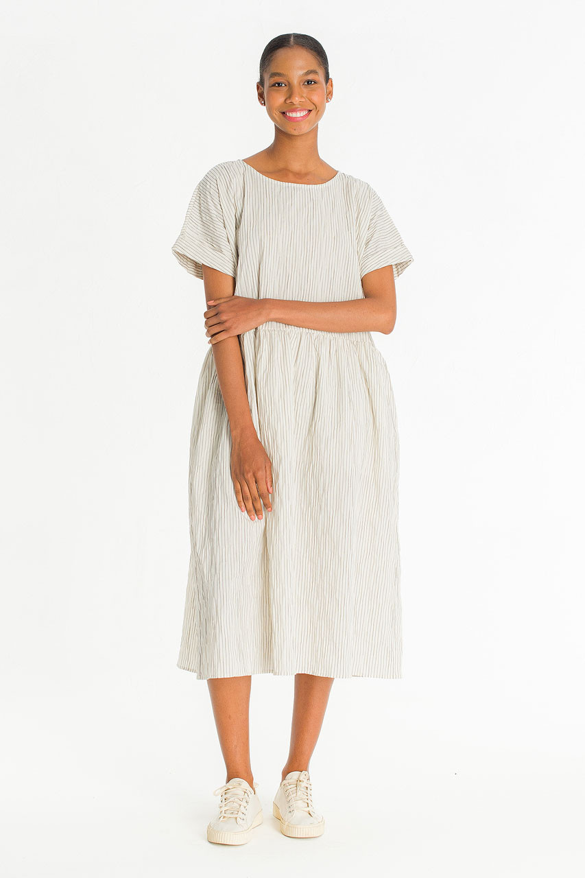 Floairy Pin Stripe Dress, Ivory