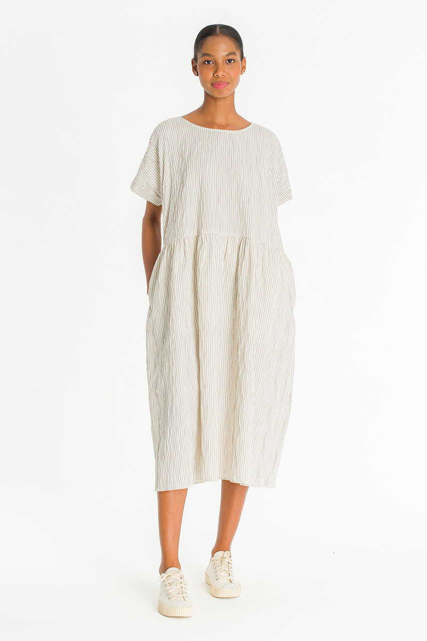 Floairy Pin Stripe Dress, Ivory