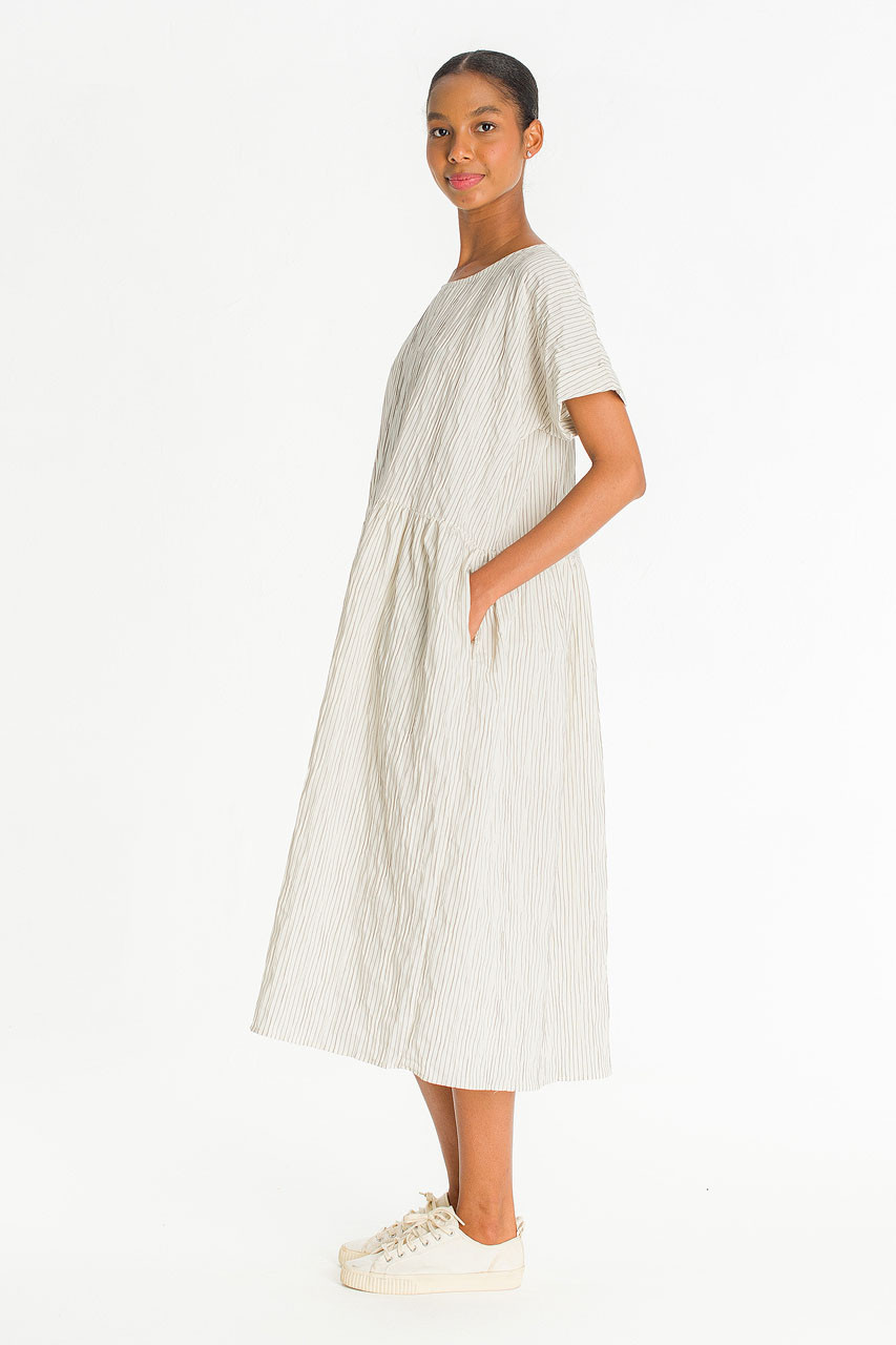 Floairy Pin Stripe Dress, Ivory