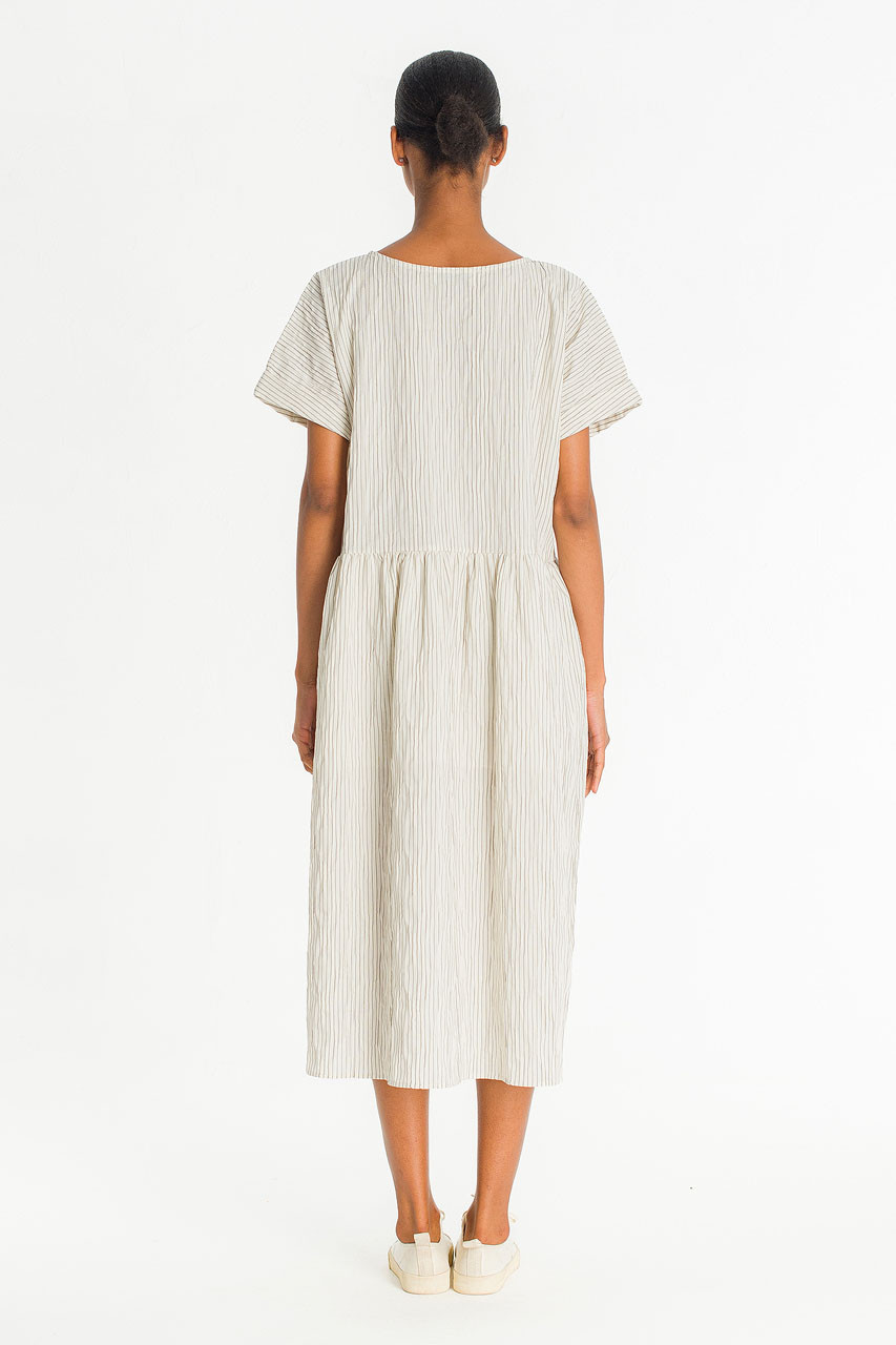 Floairy Pin Stripe Dress, Ivory