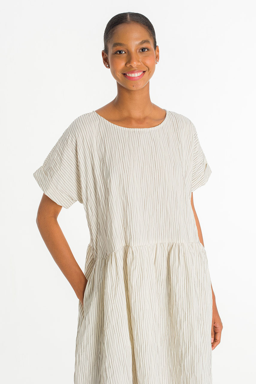 Floairy Pin Stripe Dress, Ivory