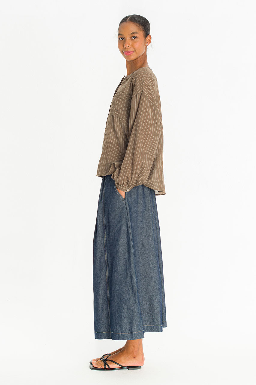 Moon Pin Stripe Blouse, Brown