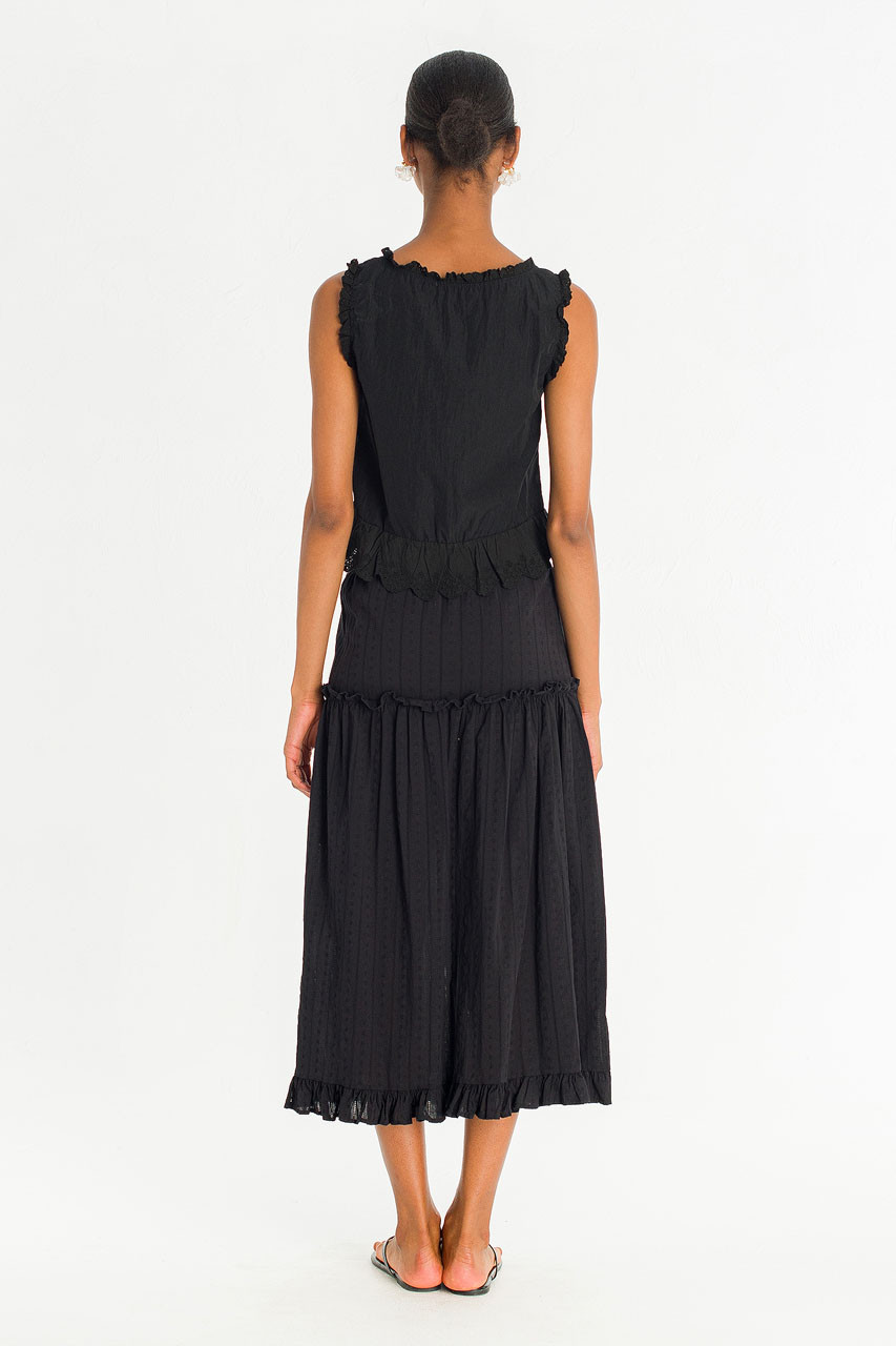 Rosaire Lace Trim Sleeveless Blouse, Black