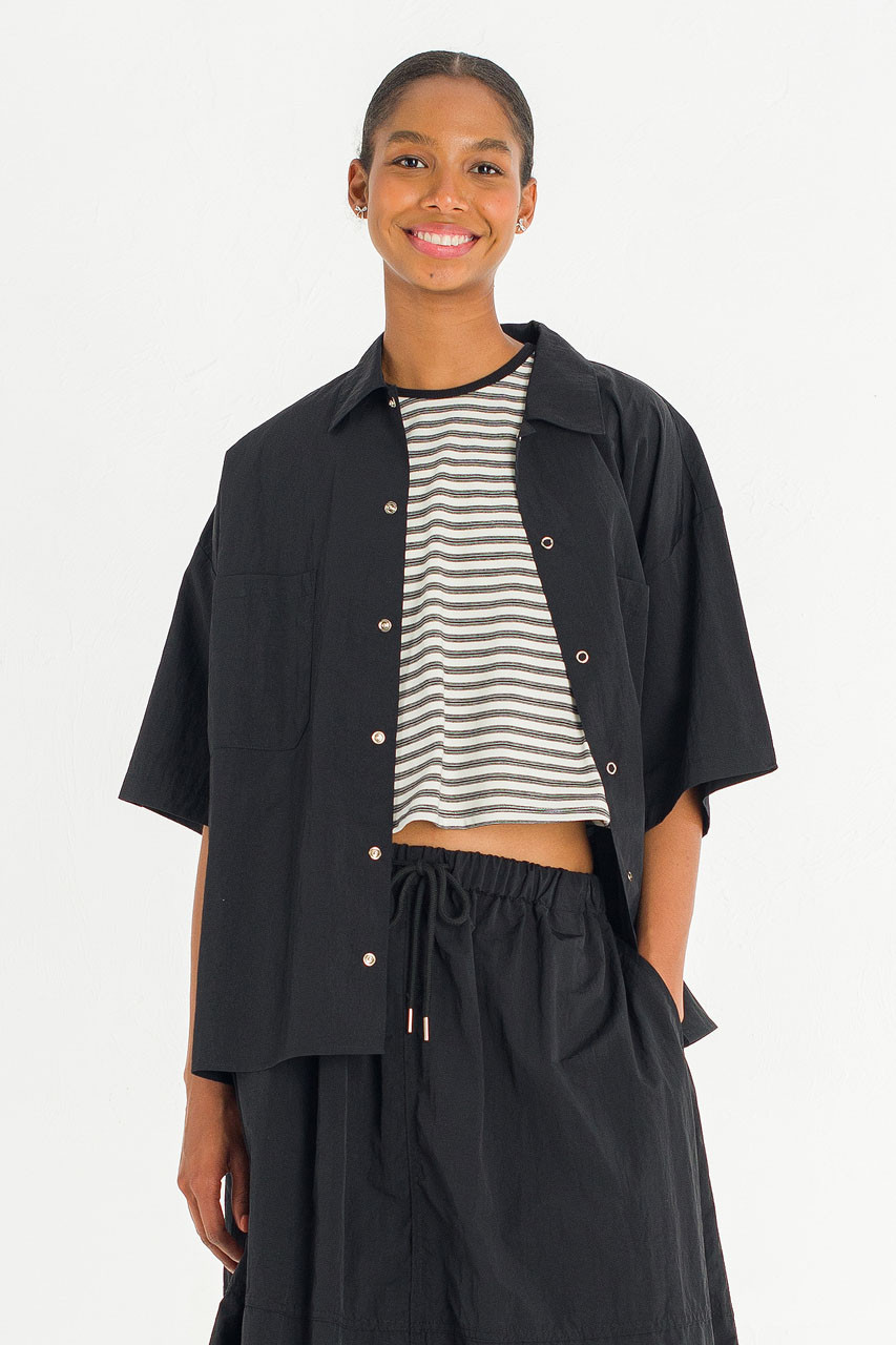 Koori Boxy Utility Shirt, Black