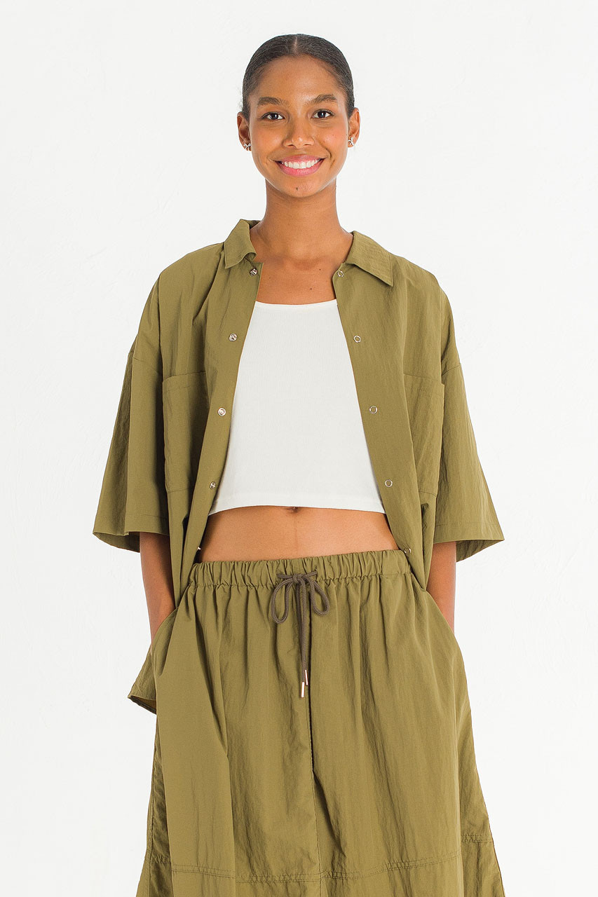 Koori Boxy Utility Shirt, Khaki