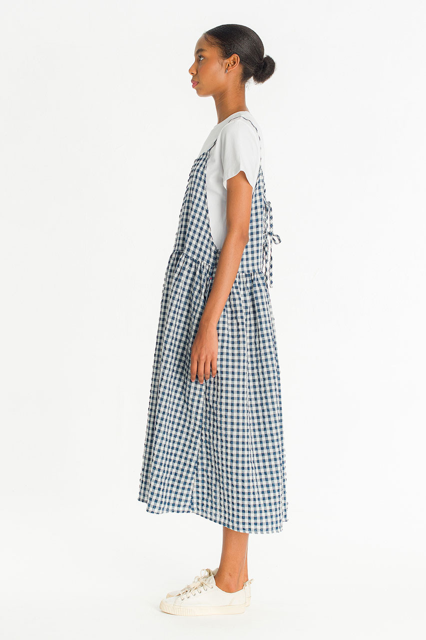 Check Ribbon Slip Dress, Gingham