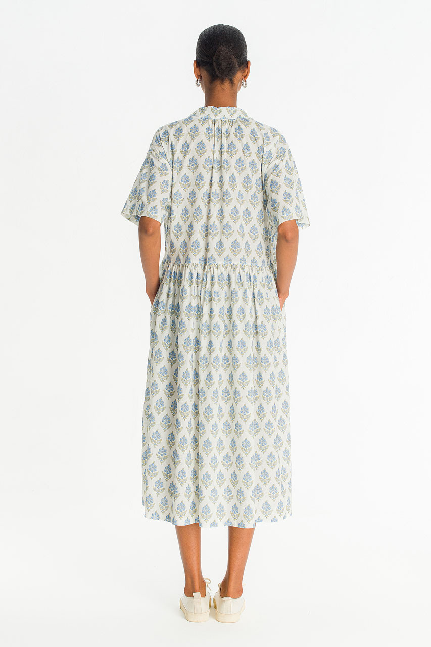 Garden Flower Print Shirt Dress, Blue