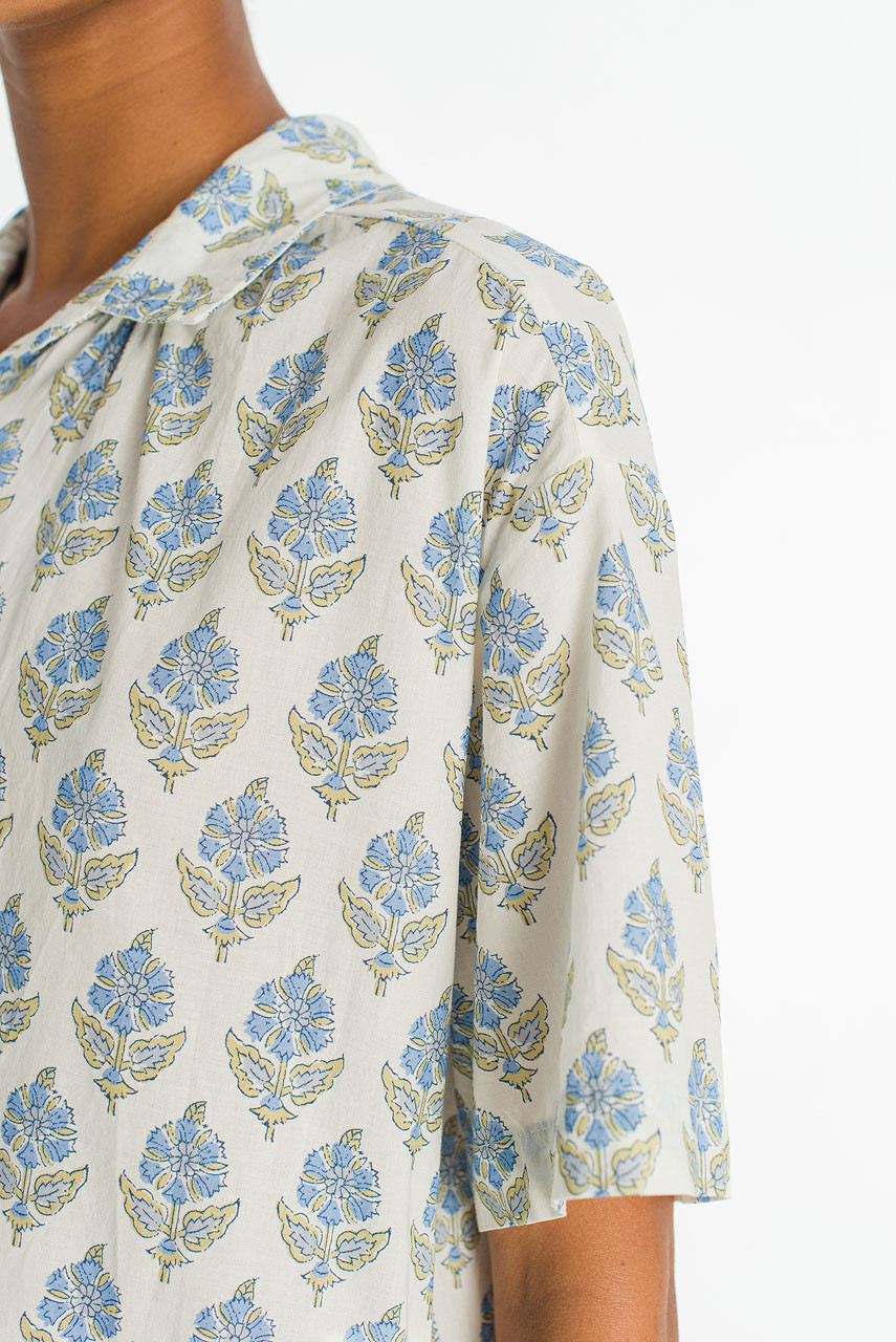 Garden Flower Print Shirt Dress, Blue